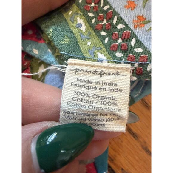 Printfresh Tank Top Womens XL Blue Green Horse Print Organic Cotton Cami Boho - Picture 4 of 5